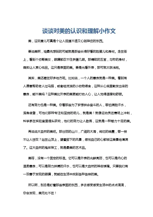 谈谈对美的认识和理解小作文