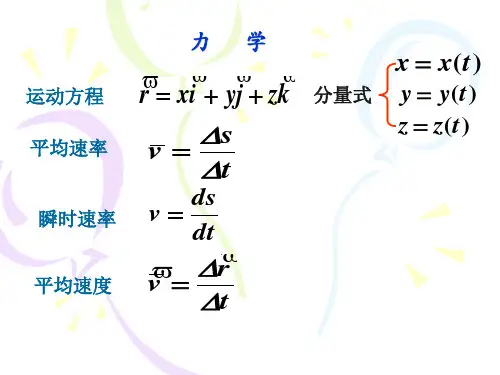 大学物理(上)公式总结
