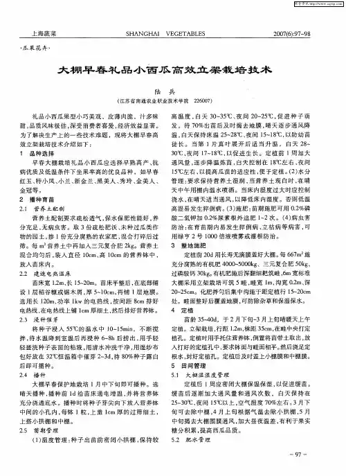 大棚早春礼品小西瓜高效立架栽培技术