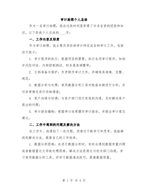 审计助理个人总结