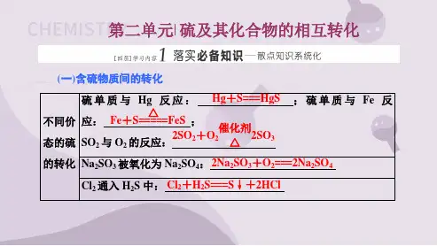 硫及其化合物的相互转化(教学课件)-2022-2023学年高一化学苏教版(2019)必修第一册