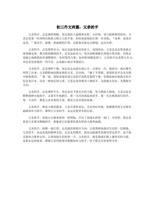 初三作文两篇：父亲的手