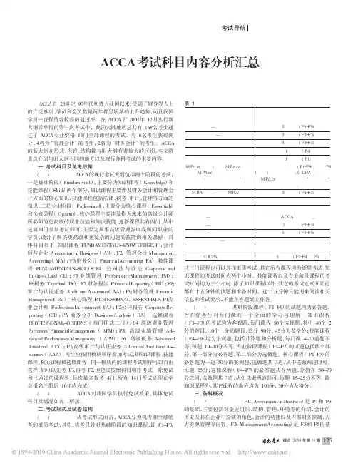 ACCA考试科目内容分析汇总