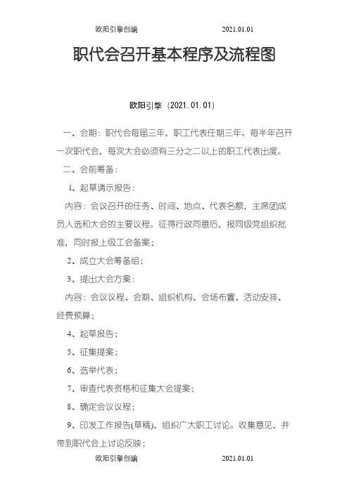 职代会召开基本程序及流程图之欧阳引擎创编