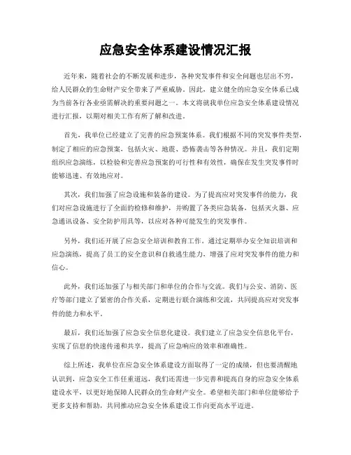 应急安全体系建设情况汇报