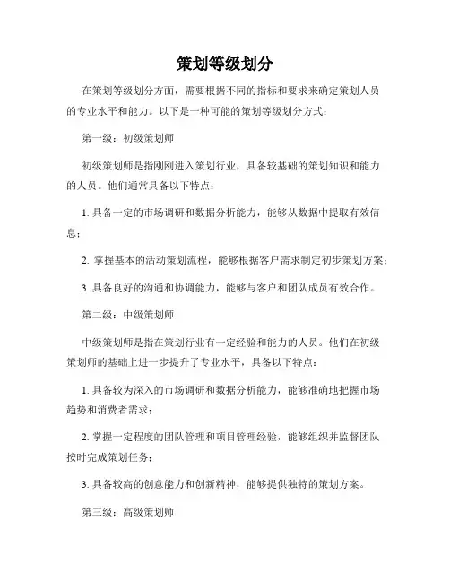 策划等级划分