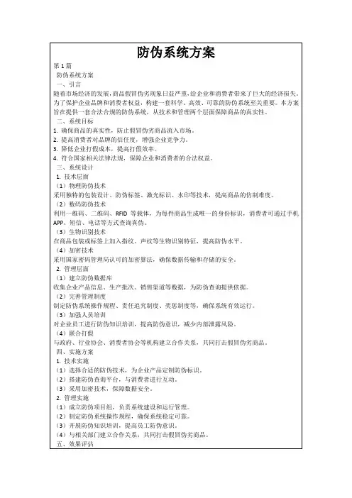防伪系统方案