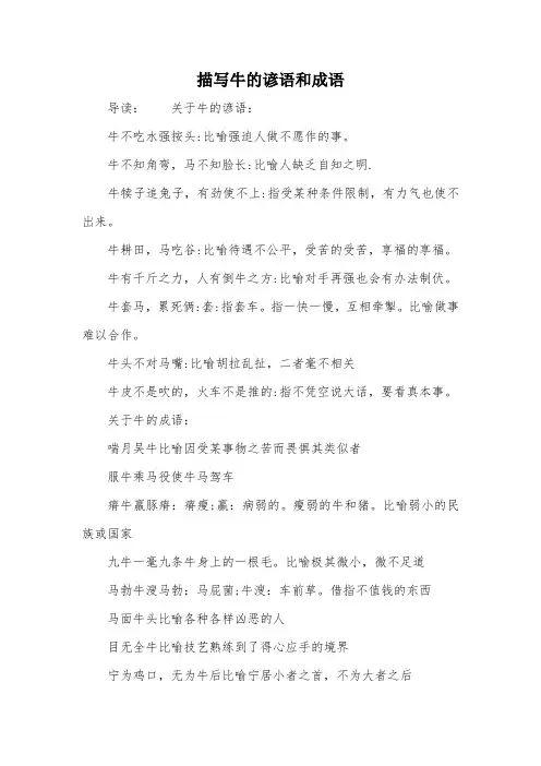 描写牛的谚语和成语