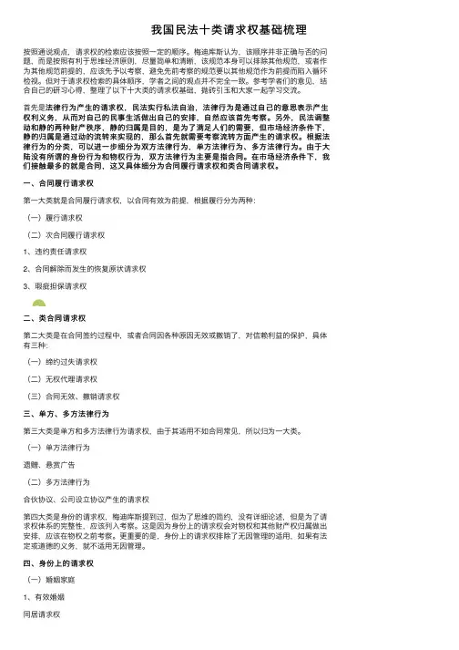 我国民法十类请求权基础梳理