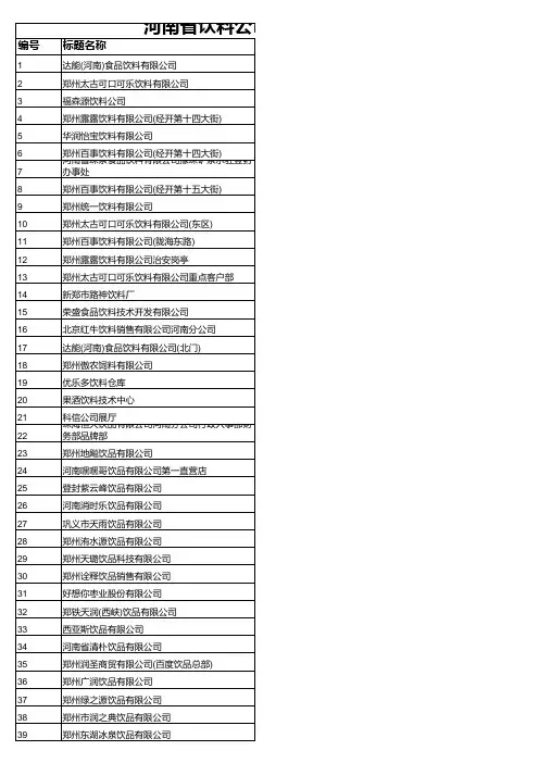 河南省饮料公司名录大全456家