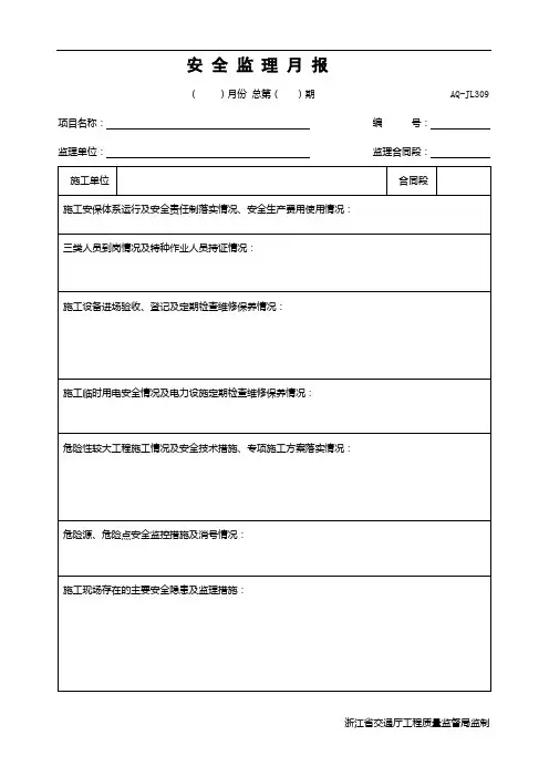 安 全 监 理 月 报
