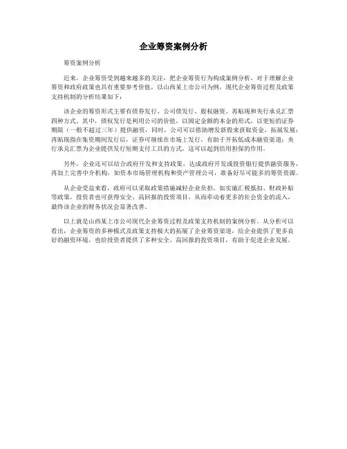 企业筹资案例分析