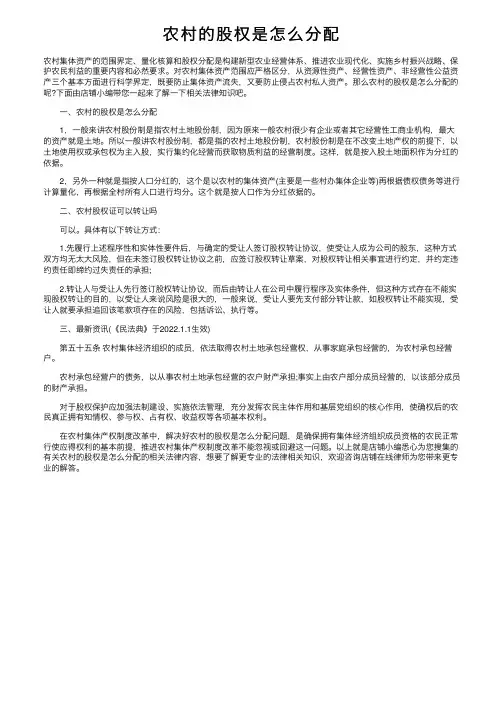 农村的股权是怎么分配