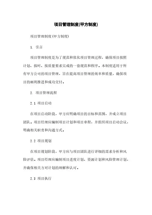 项目管理制度(甲方制度)