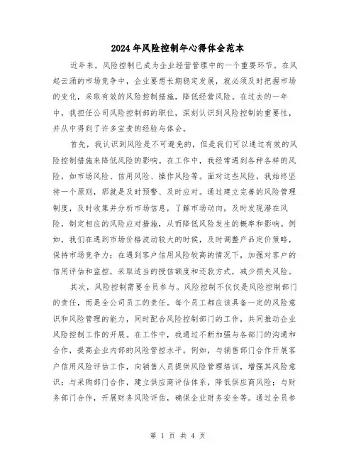 2024年风险控制年心得体会范本(2篇)