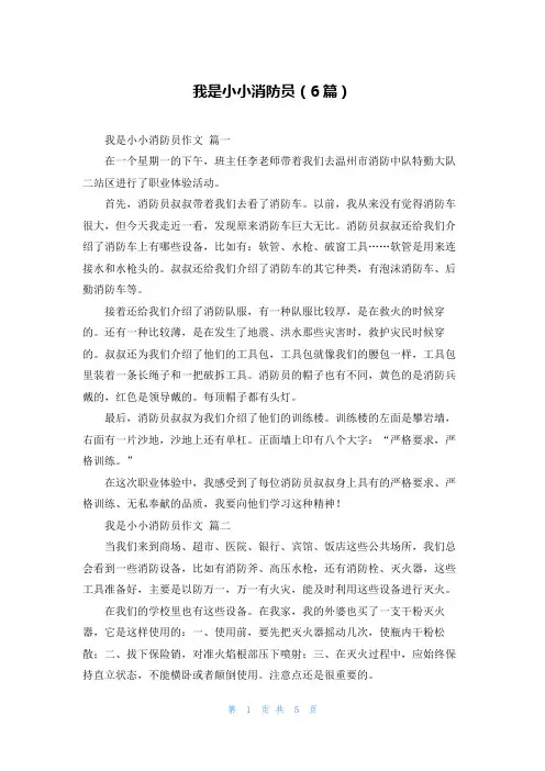 我是小小消防员(6篇)
