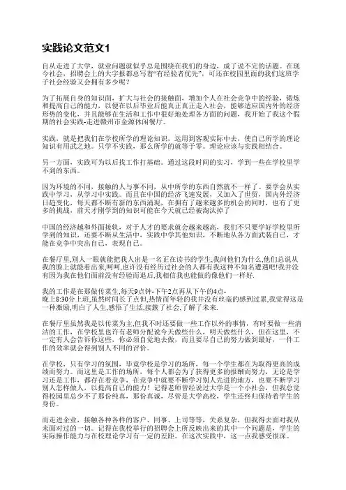 实践论文范文(推荐10篇)