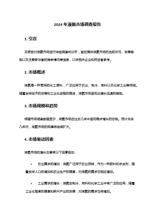 2024年液氨市场调查报告