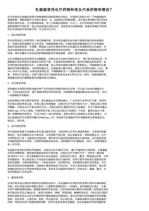 乳腺癌常用化疗药物种类及代表药物有哪些？