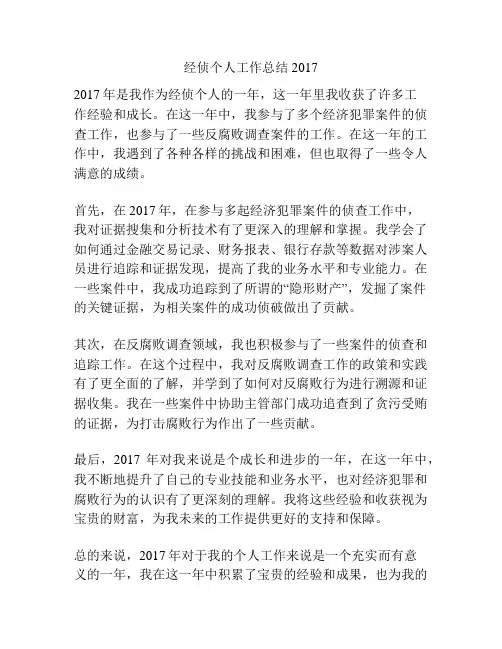 经侦个人工作总结2017