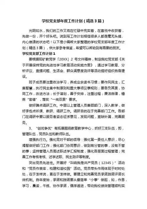 学校党支部年度工作计划（精选3篇）
