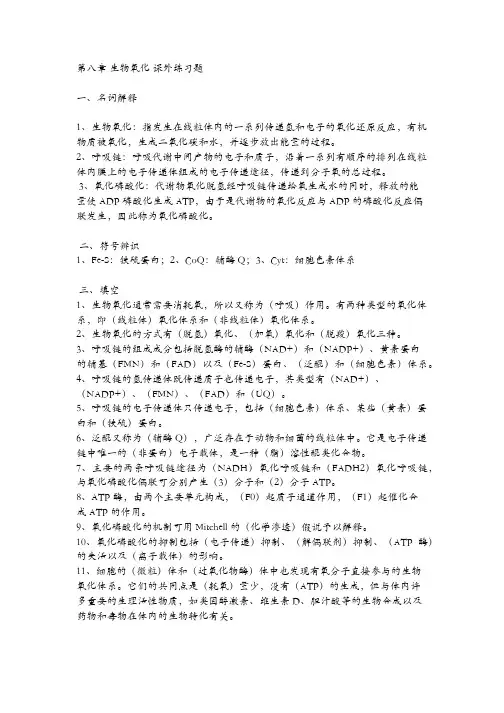 第八章 生物氧化 课外练习题