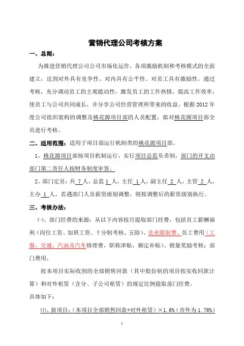 营销代理公司考核方案