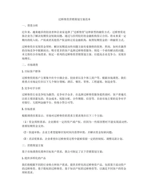 过桥垫资营销策划方案范本