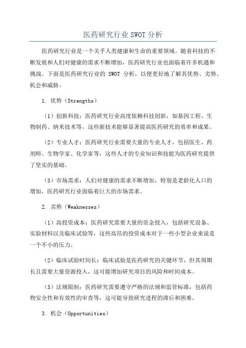 医药研究行业SWOT分析