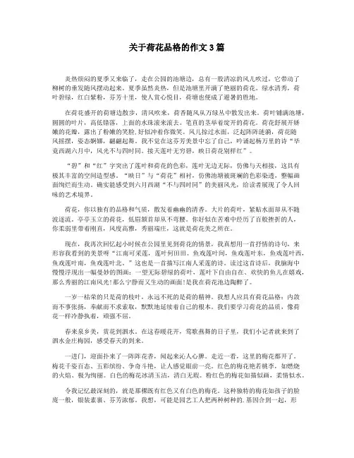 关于荷花品格的作文3篇