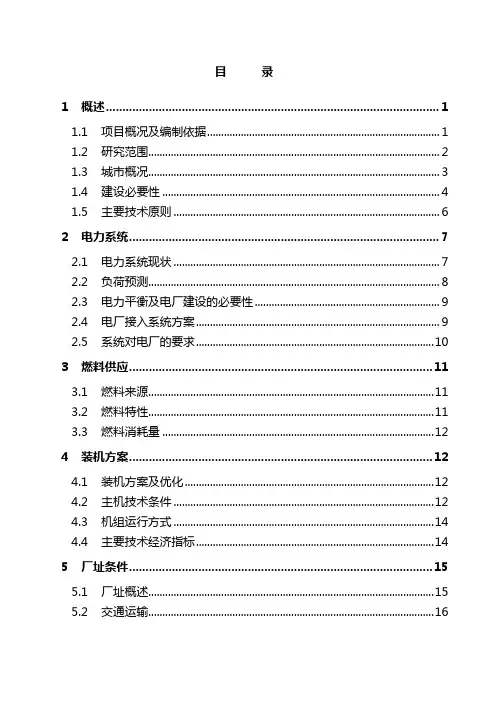 2×50MW煤气发电机组项目可行性研究报告