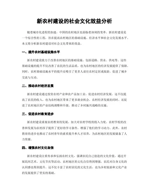 新农村建设的社会文化效益分析