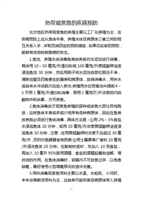 热带观赏鱼的疾病预防