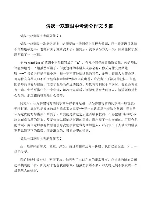 借我一双慧眼中考满分作文5篇
