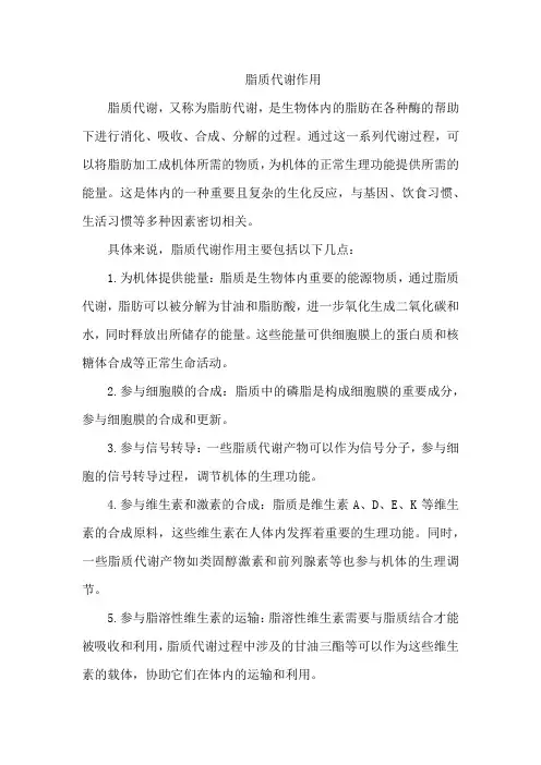 脂质代谢作用