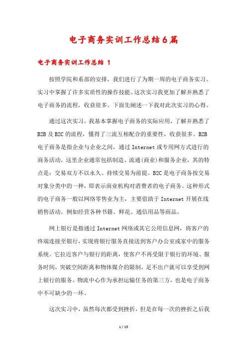电子商务实训工作总结6篇
