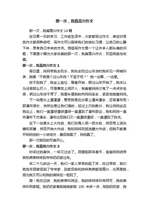 那一次，我真高兴作文