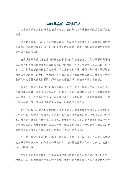 学前儿童前书写读后感