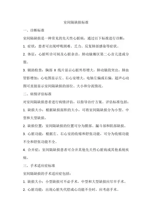 室间隔缺损标准
