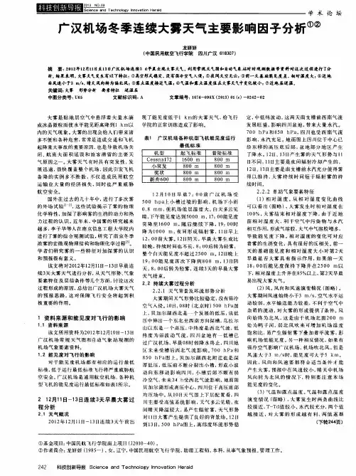 广汉机场冬季连续大雾天气主要影响因子分析