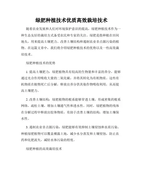 绿肥种植技术优质高效栽培技术