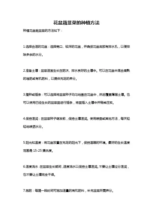 花盆栽韭菜的种植方法