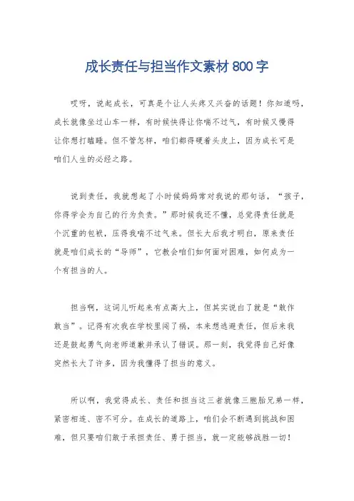 成长责任与担当作文素材800字