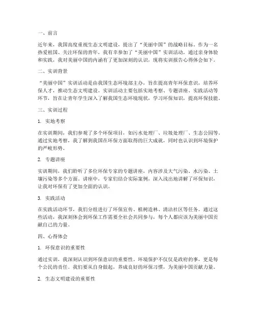 美丽中国实训报告心得体会