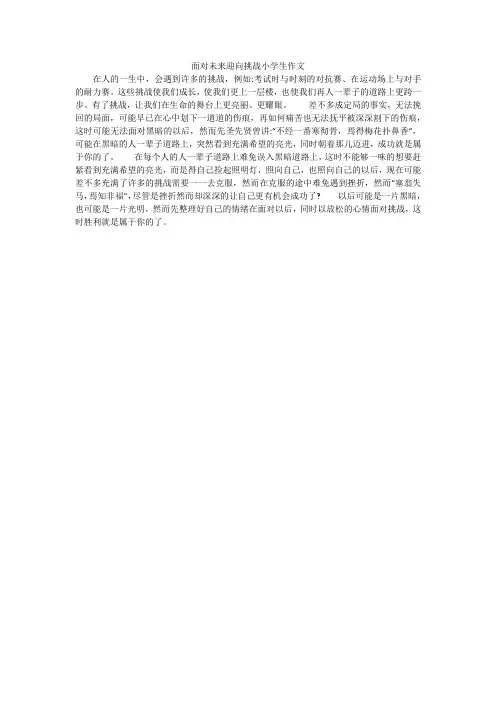 面对未来迎向挑战小学生作文