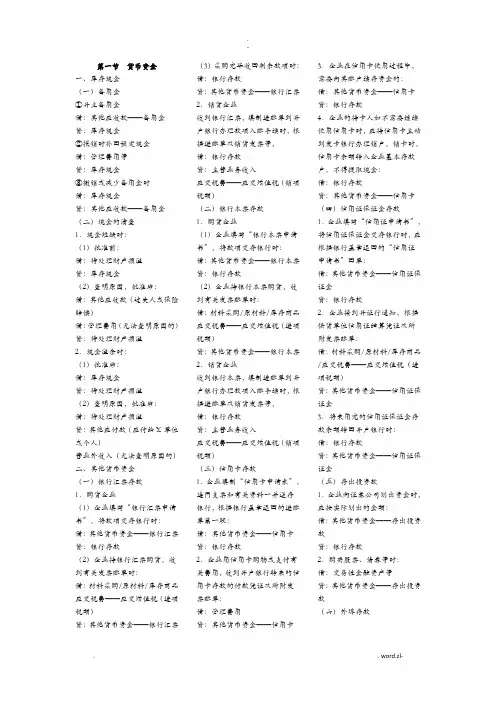 会计分录大全