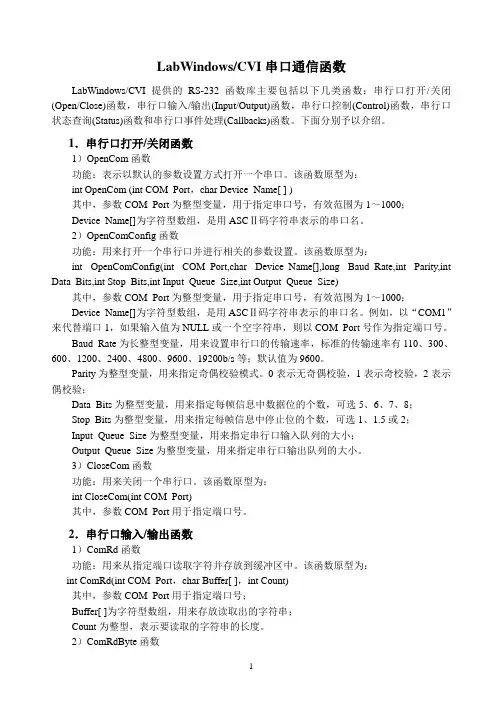 LabWindowsCVI串口通信函数