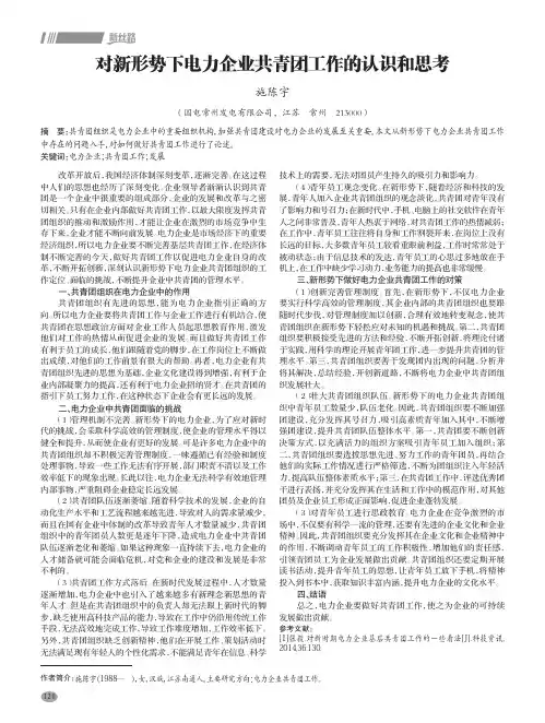 对新形势下电力企业共青团工作的认识和思考