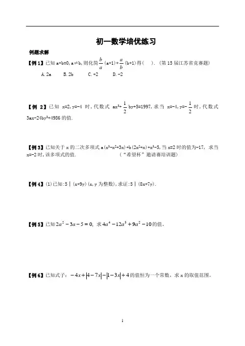 代数式培优练习