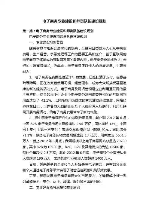 电子商务专业建设和师资队伍建设规划